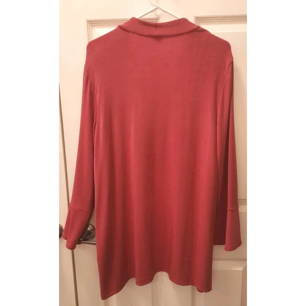 New Chicos Travelers Split Sleeve Jacket Ruby Red Size 2 Open Cardigan Casual... - Picture 4 of 10